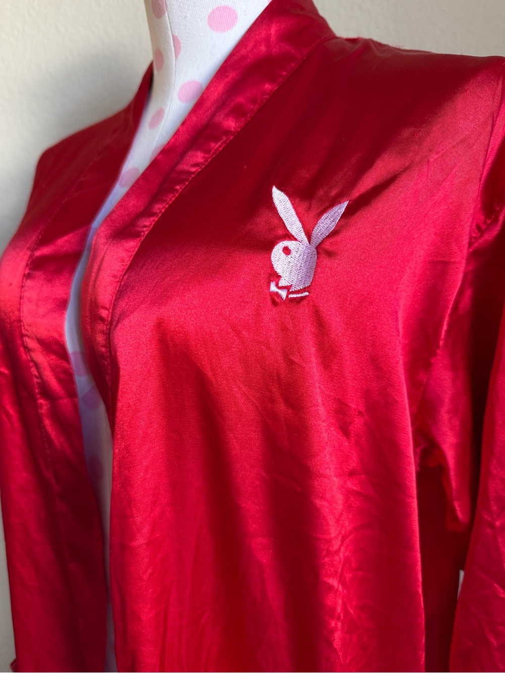 PLAYBOY Red Satin Robe - Picture 2 of 6